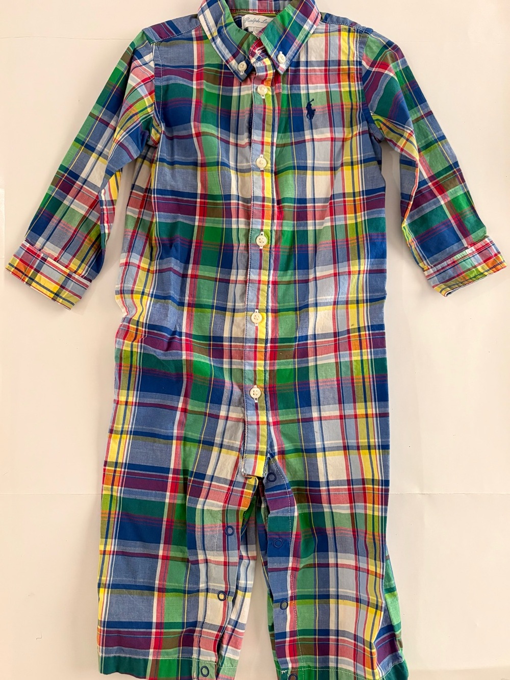 Ralph Lauren Multicolor Plaid Button-Front One-Piece